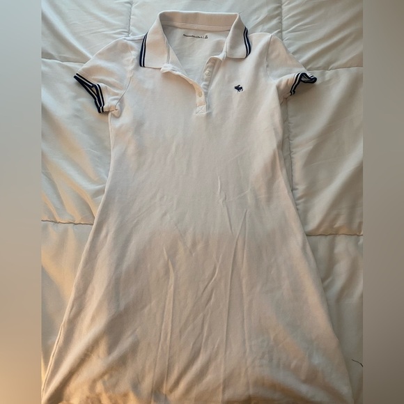 Abercrombie Size XS White Navy Knit Polo Collared Dress Y2K Preppy Cotton EUC - Picture 6 of 11